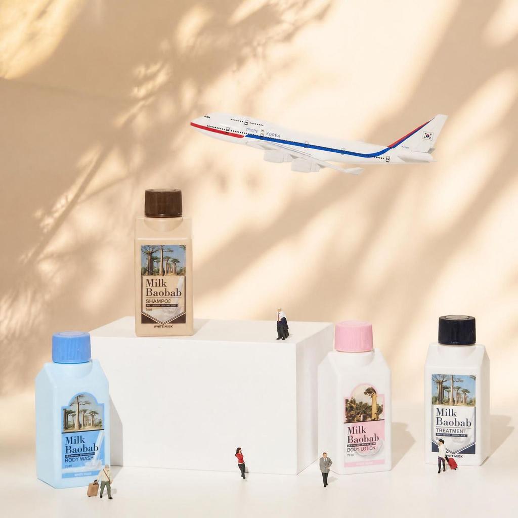 Milk Baobab White Musk Travel Kit 4pcs (Shampoo + Treatment + Body Wash + Body Lotion)