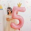 42 Inch Baby Pink And Blue Crown Digital Balloon Children'S Treasure First Birthday Party Scene Decoration Indoor And Outdoor Decoration