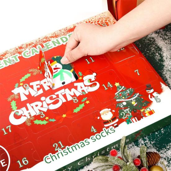 Новогодний адвент-календарь с носками для детей, 24 дня до праздника, хлопковый