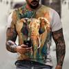 Футболка с 3D животным, мужские футболки с 3D принтом, футболки с изображением слона, собаки, тигра, мужские повседневные футболки в стиле хип-хоп с коротким рукавом, летний топ