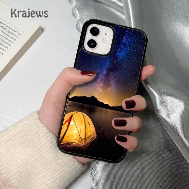 Krajews Camping Illustration soft Phone Case Cover For iPhone 17 Air 16 15 14 plus 12 13 pro max coque Fundas