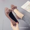 Женские туфли на плоской подошве осенние на низком каблуке меховые социальные туфли мохнатые женские туфли остроносые туфли-носки женские