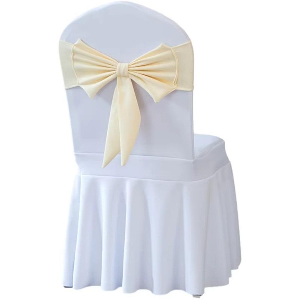 Ready Made Chair Bands Solid Color Satin Ribbon Bows  Wedding Banquet Events Decoration