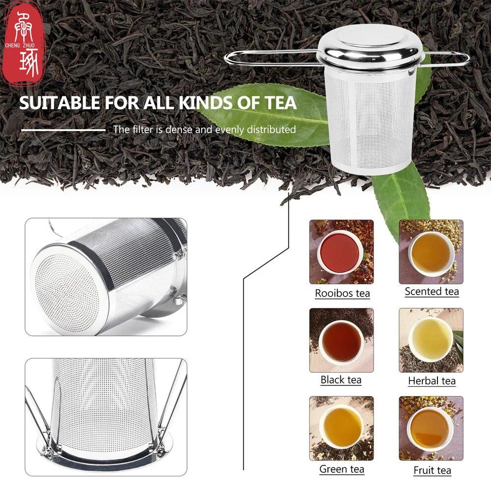 Чайник из нержавеющей стали, сетчатый фильтр с крышкой, фильтр для специй, чайник, чай, кофе, практичный и прочный фильтр