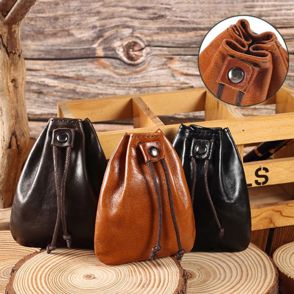 Mini Size Coin Purse Genuine Leather Mini Purse Hanging Bag Retro Purse For Coins