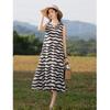 Модное повседневное платье без рукавов с полосатым принтом и V-образным вырезом, летнее винтажное корейское свободное платье