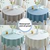 Tablecloth Waterproof and Oil-proof Wash-free Nordic Solid Color Blended Cotton and Linen Round Table Mat Fabric Round Table Desk Coffee Table Cloth