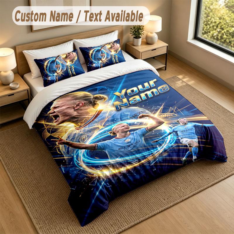 Bedding Set 1 Duvet Cover 2 Pillowcases Erling Haaland Print Soft Bed Linen Bedroom Decor