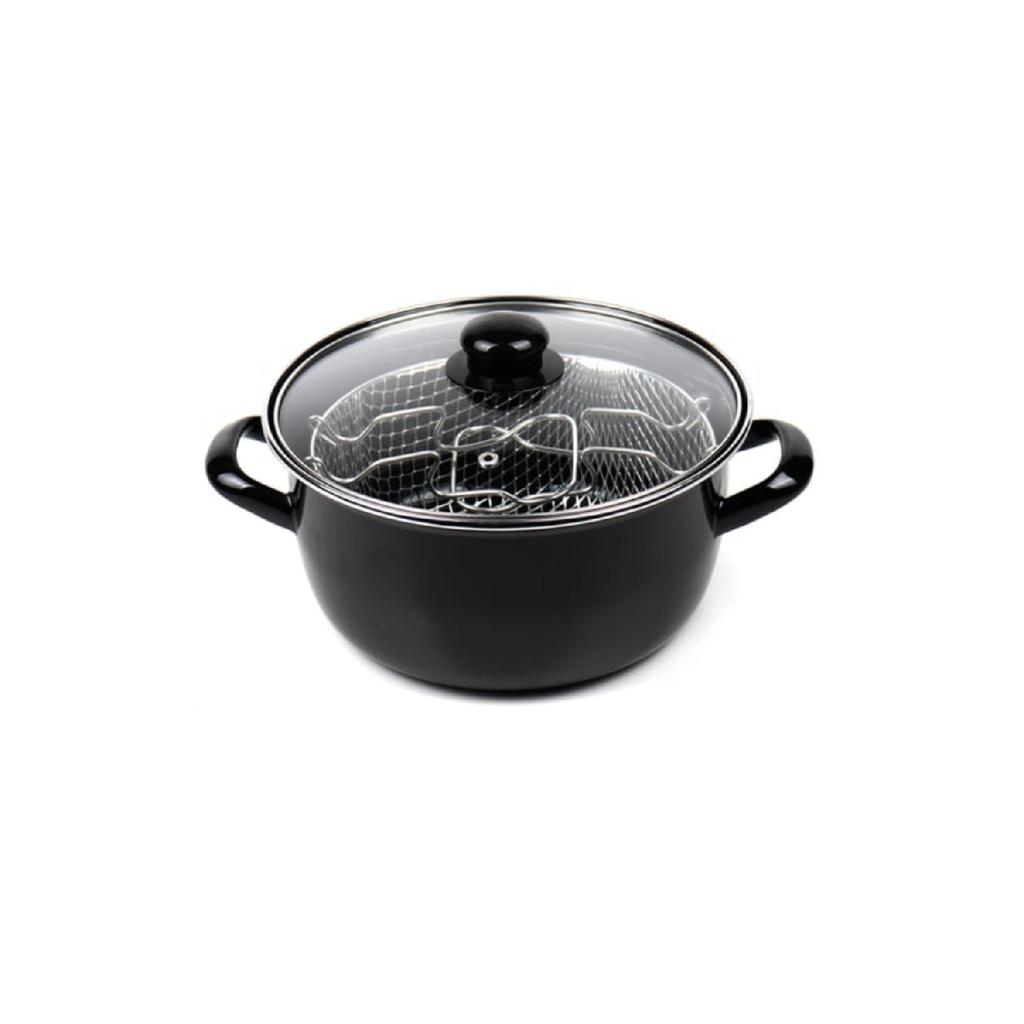 Эмалированная кастрюля со стеклянной крышкой 26 см