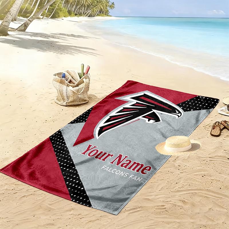 Custom NameAtlanta Falcons Fan Beach Towel Soft Microfiber Summer Towel Quick Dry Absorbent Towel for Beach Swimming Pool Travel