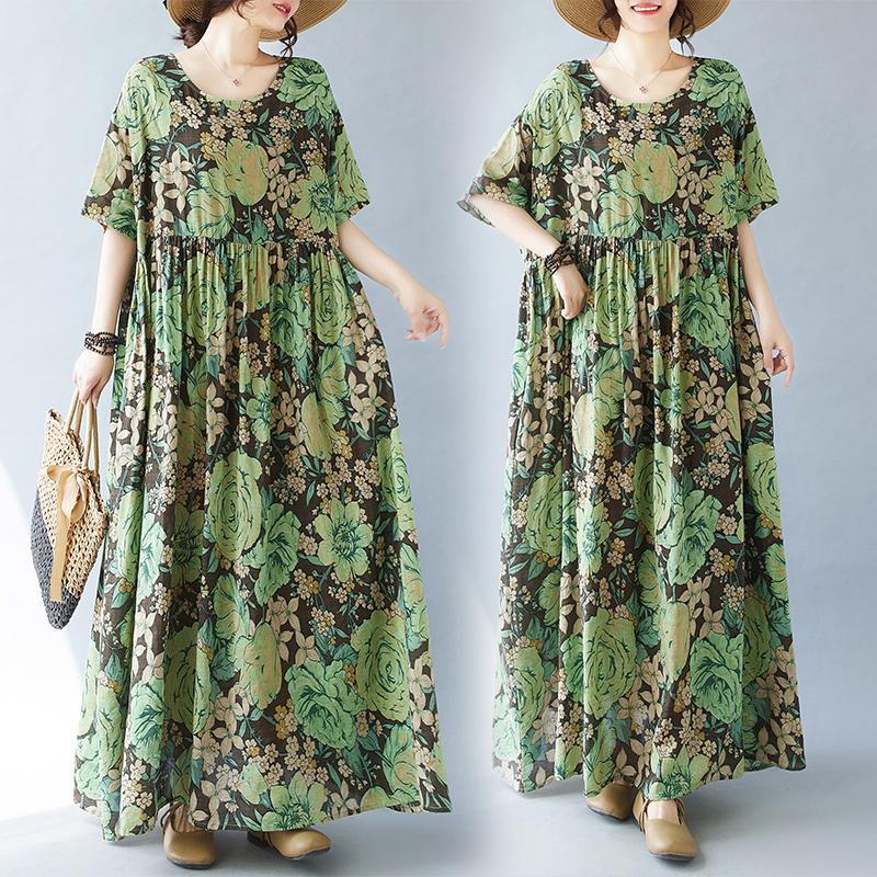 DIMANAF 2024 Большие размеры, летние женские богемные свободные пляжные платья, базовые длинные платья с цветочным принтом, новинка