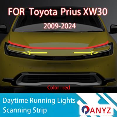 ДЛЯ Toyota Prius 2009-2024 Новая улучшенная светодиодная дневная ходовая фара Сканирование Запуск Автомобильный капот DRL Направляющая Декоративная лампа окружающего освещения 12В