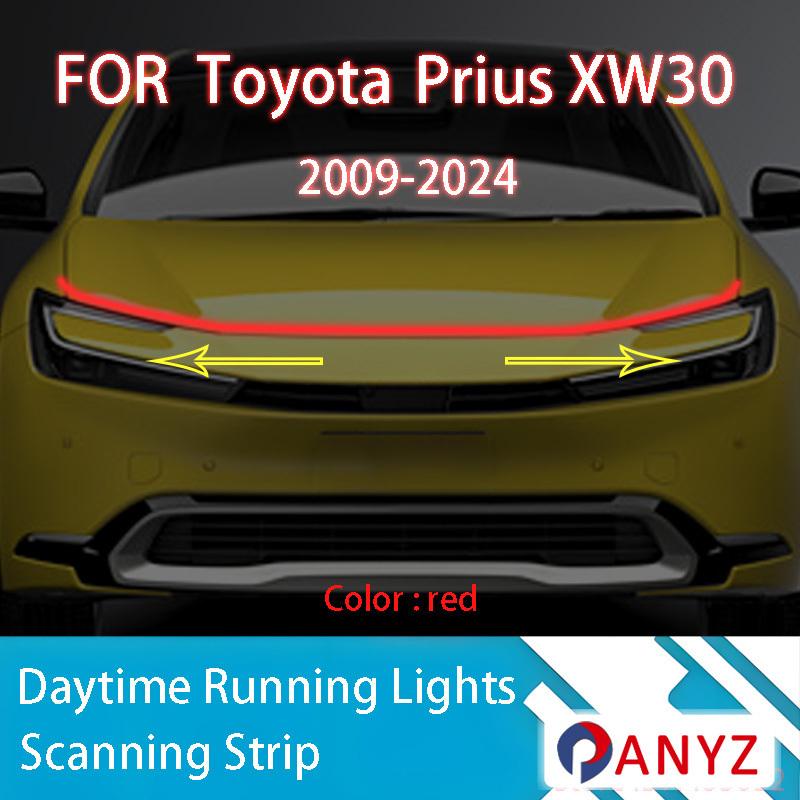 ДЛЯ Toyota Prius 2009-2024 Новая улучшенная светодиодная дневная ходовая фара Сканирование Запуск Автомобильный капот DRL Направляющая Декоративная лампа окружающего освещения 12В