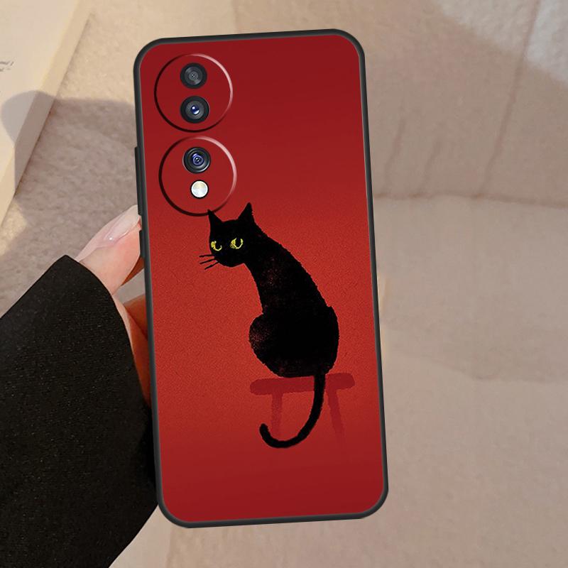 Черный Кошачий Лицо Китти Для Honor Magic 7 Lite 6 5 V5 Чехол Для Honor 400 200 Pro 90 70 50 X8a X8b X9a X9b X9c Обложка