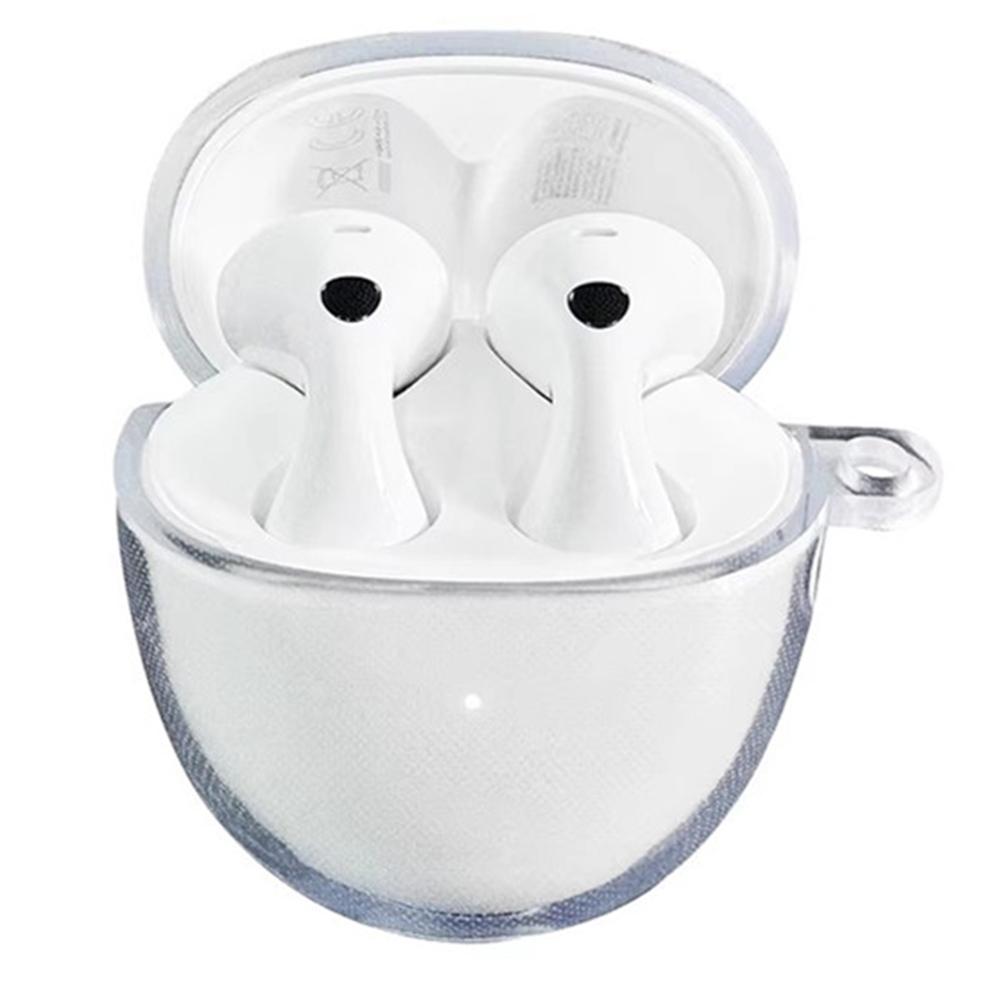 For Huawei FreeBuds 6 TPU Clear Case Wireless Earphones Protective Cover with Anti-Lost Buckle