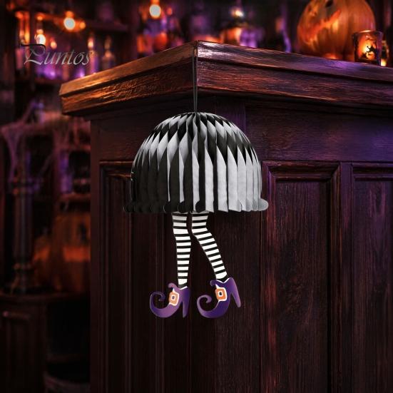Декор для Хэллоуина, Сотовый ornament «Нога ведьмы», Складной бумажный реквизит для вечеринки, Подвесное украшение для вечеринки, Праздничного дома, Улицы