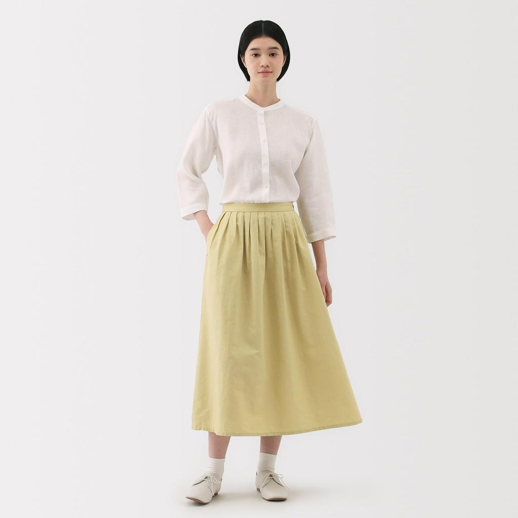MUJI Women's Hemp Cotton Easy Long Skirt, BE1VBA5S, Yellow, Size L