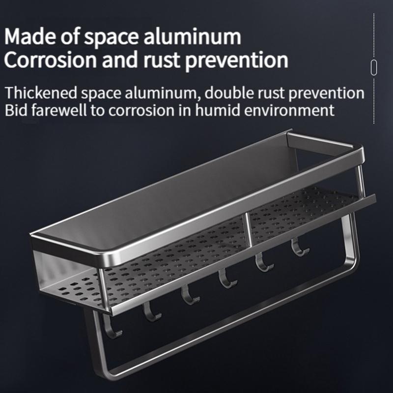 Bathroom Rack Bathroom Shelf Toilet Space Aluminum No Drill Hanging Rack Bathroom Organizer Hang On the Wall