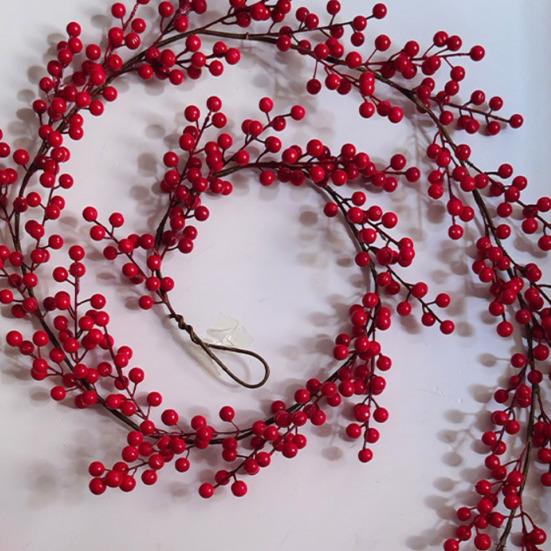 195/270 см искусственная красная ягодная гирлянда реалистичная подвесная искусственная красная ягода для использования в помещении и на открытом воздухе