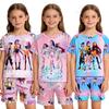 Fashion Kids Pajamas Set Kpop Demon Hunters Printed Children's O Neck Short Sleeve Tops Shorts 2pcs Summer Girls Casual T Shirt Sets