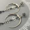Gothic Devil's Eye Punk Earrings Halloween Accessories Ancient Silver Moon Metal Long Earrings