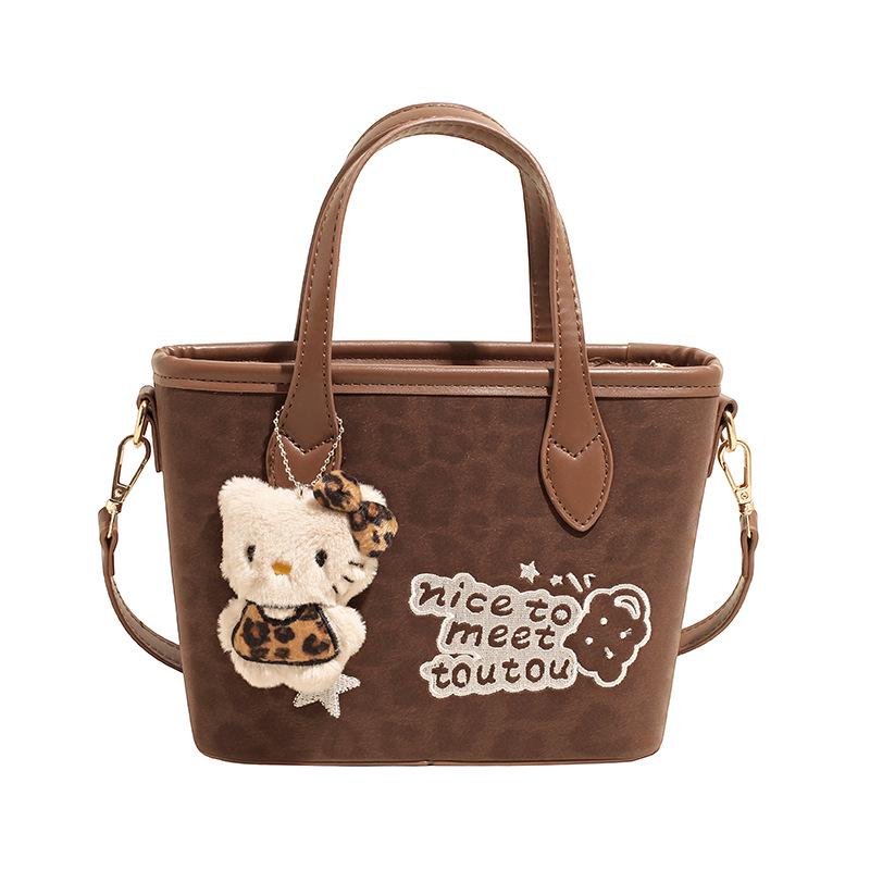 2025 Осень/Зима Ретро Леопардовый Принт Женская Универсальная Сумка-Ведро - Простая Повседневная Сумка Кроссбоди и На Плечо