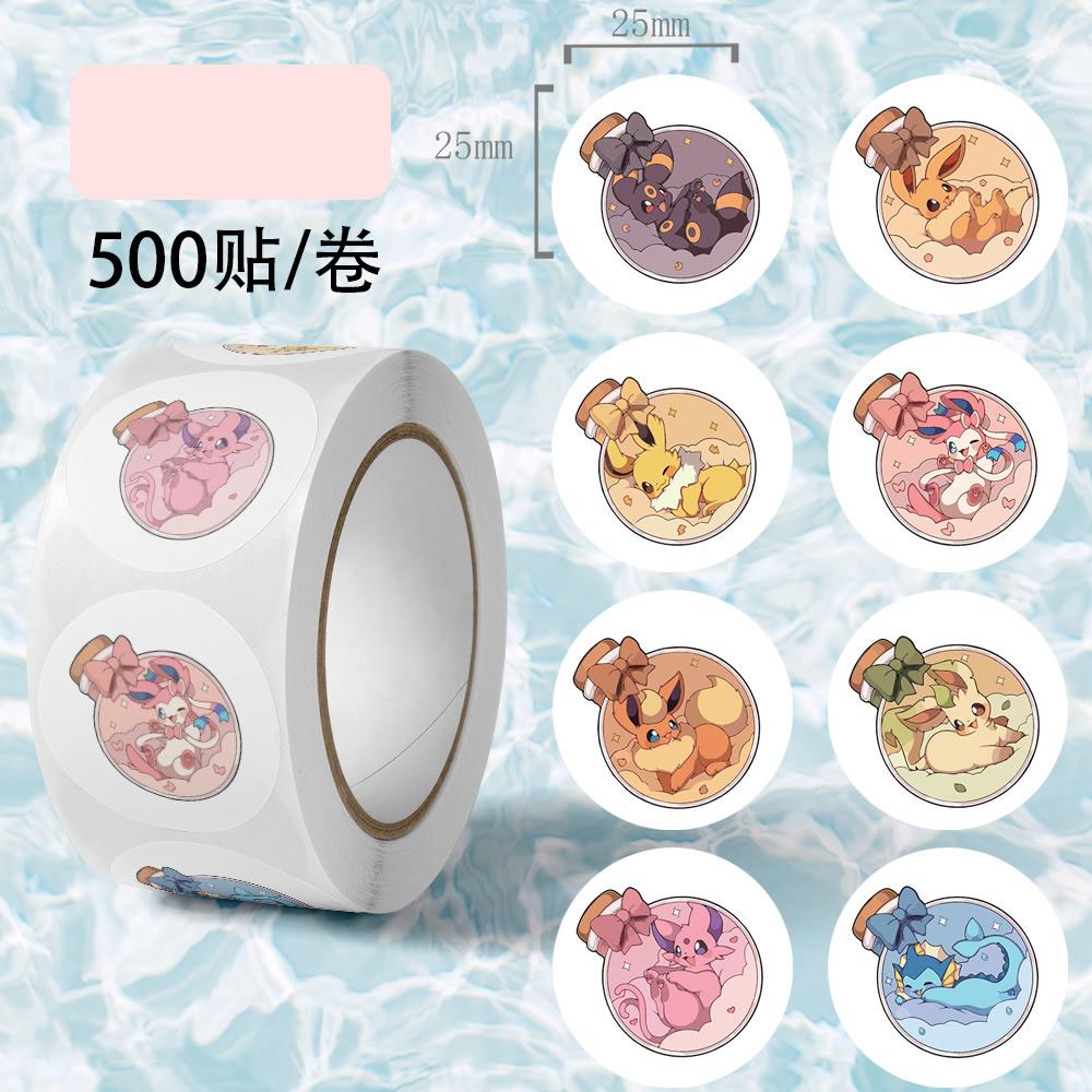 500pcs Roll Cartoon Pokemones Stickers Anime Diy Pvc Laptop Decals Decoration Stiker Children Reward Toy Girl Gift