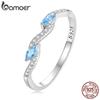 Женское кольцо BAMOER из стерлингового серебра 925 пробы с синим цирконием, изысканные роскошные ювелирные изделия, блестящее кольцо размера 6-8, свадебный подарок Anillos