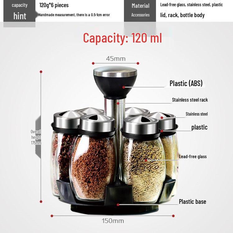 Креативный набор вращающихся стеклянных баночек для специй - Кухонная коробка для приправ и органайзер для приправ.