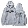 Cool Y2k wing front and back printed hoodie for men and women with long sleeves and plush, fashionable street style hoodie