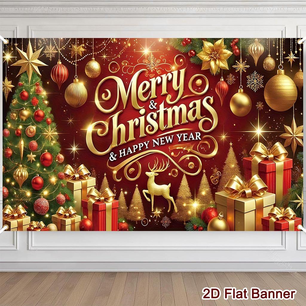 Christmas & New Year Photography Background 120*80cm Polyester Party Banner EIK Xmas Tree Backdrop Festive Outdoor Yard