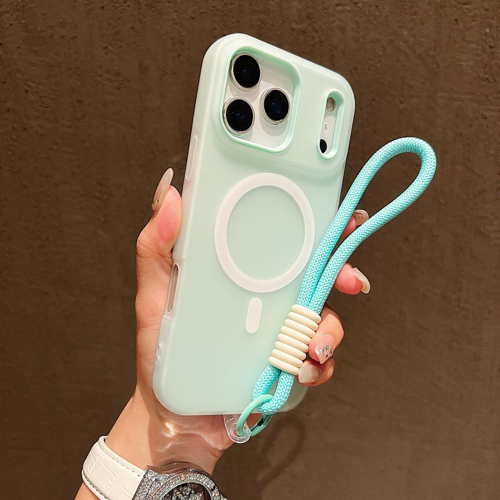 Конфетный контрастный ремешок Магнитный чехол для телефона для IPhone 17 Air 16 15 14 13 12 Pro Max 11 Ремешок для руки на запястье Матовый мягкий чехол из ТПУ