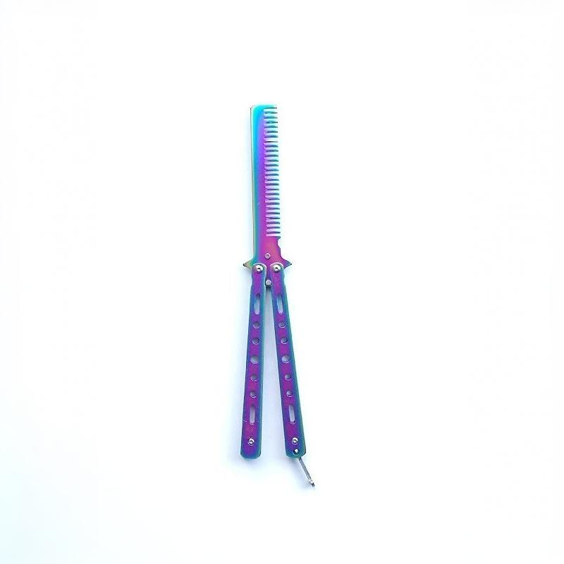 Butterfly Foldable Metal Knife Comb Safe Training Accessory for Hairdressing Salon Skill Practice