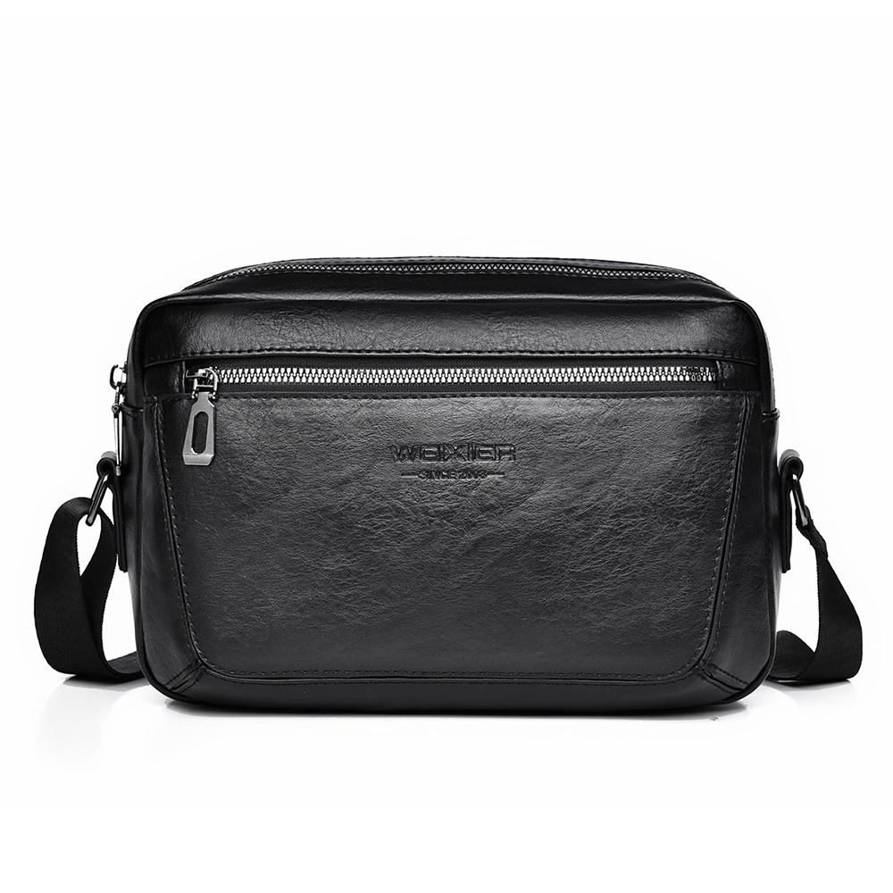 WEIXIER Men's Leather Crossbody Shoulder Bag Waterproof Bag Briefcase Satchel Bag Casual Travel Bag