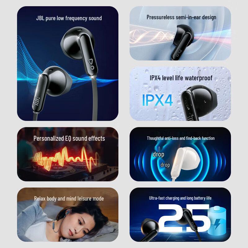 JBL TUNE 235BT Полувкладыши Bluetooth-наушники с шейным ободом