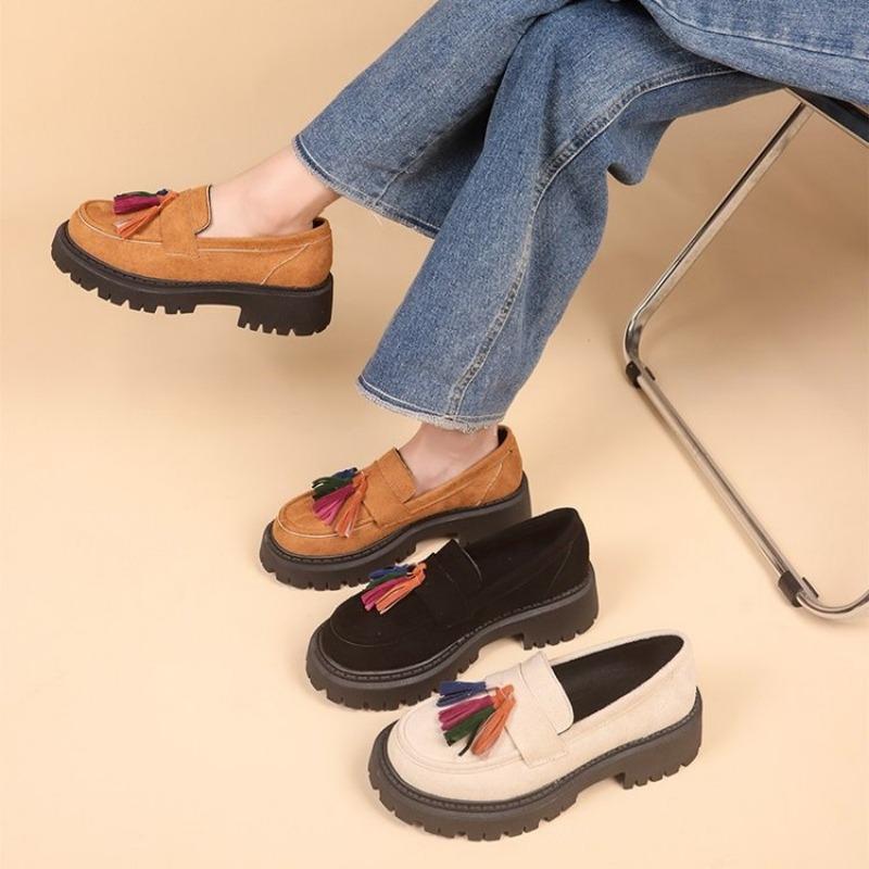 Женская обувь Новые женские туфли на толстой подошве в британском стиле Офисные женские легкие повседневные дизайнерские туфли Лоферы Zapatos De Mujer