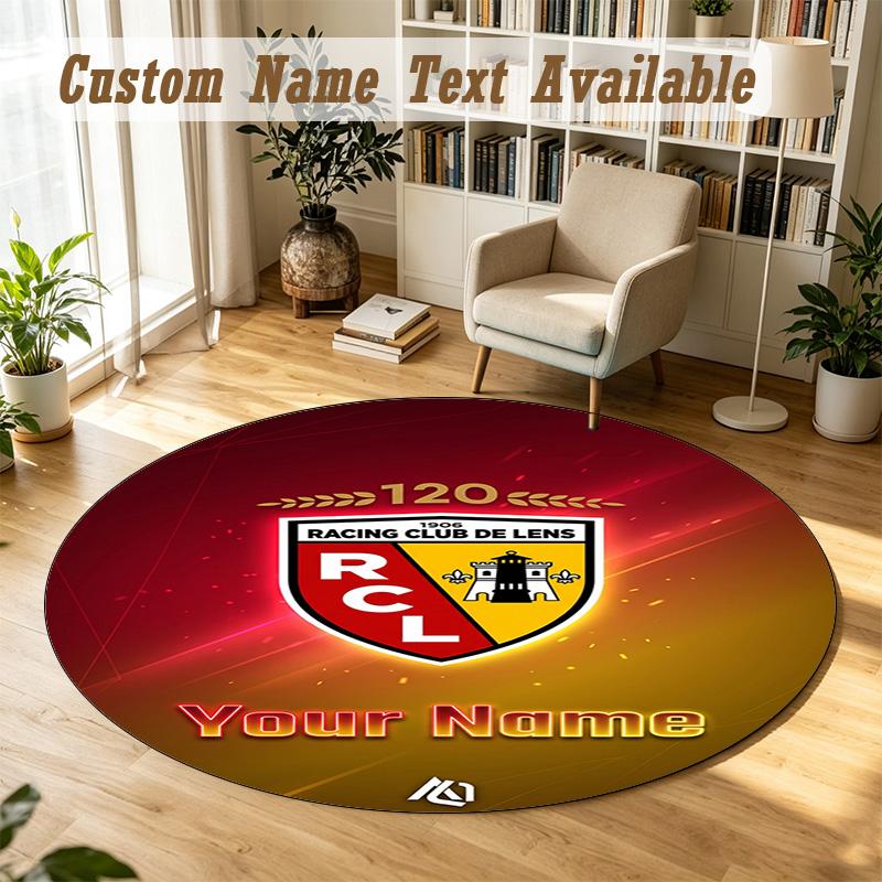 Round Rug Custom Nameracing club de lens Pattern Non Slip Carpet Home Floor Decor