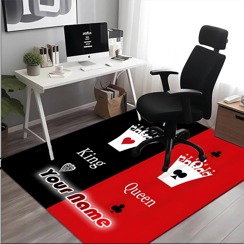 1PC Custom Name Royal Love Card Theme Floor Mat Ideal for Living Room, Game Rooms, Office, Bedroom,Floor Mat Playful Design