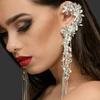 Серьги с кисточками Длинные клипсы для козелка со стразами Преувеличенные серьги Женские серьги