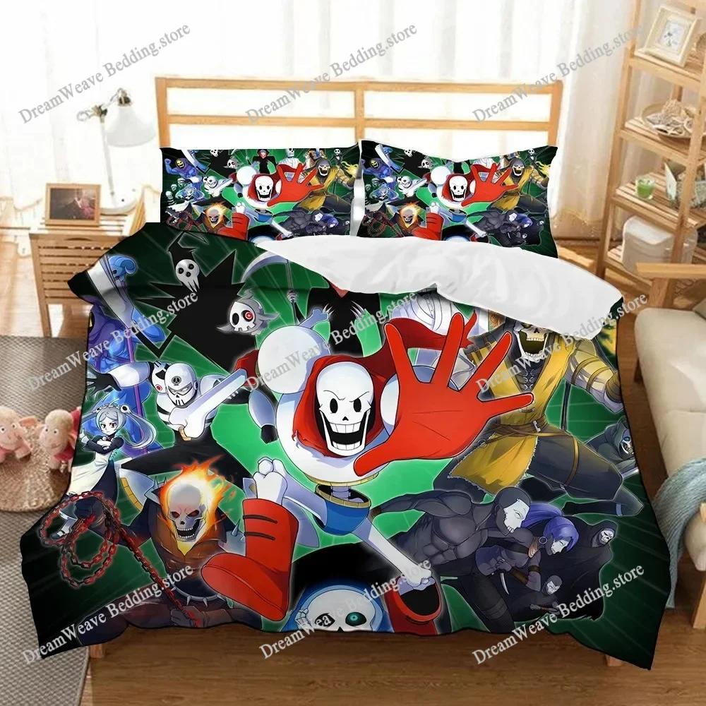 Игровой набор постельного белья Undertale Sans 3D-печать Пододеяльник Наволочка Двуспальный Полный Queen King Размер Для Детской Спальни Домашний Текстиль
