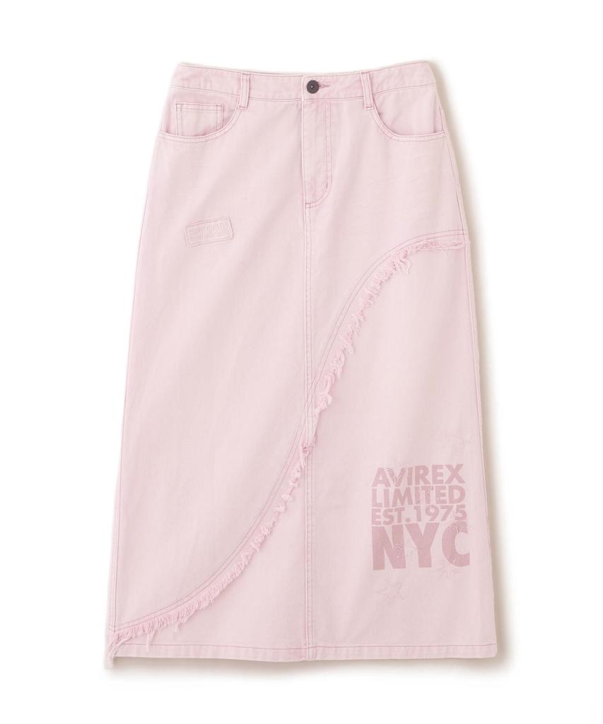AVIREX WAPPEN DENIM LONG SKIRT Women's M 090 Pink 783-6116602