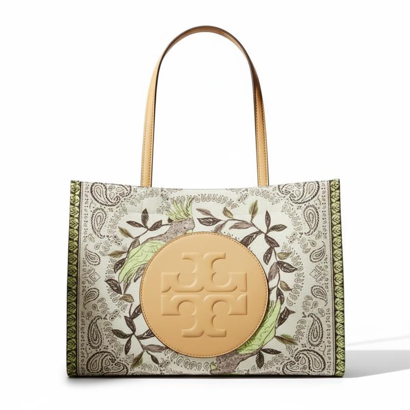 TORY BURCH Ella Printed Design Recycled Polyester Tote Bag Shopping Bag Shoulder Bag Small Women's Mint 183822-300
