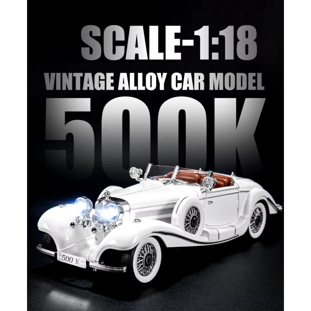 Масштаб 1/18 1936 Benzs 500K Alloy Classic Car Model Diecast Metal Retro Vehicles Car Model Simulation Sound and Light Children Toy Toy Gift