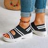 New Women Sandals 2024 High Heels Platform Women Shoes Summer Casual Female Sneakers Knitting Slip On Peep Toe Women Sandals