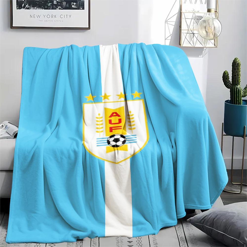 1Pc AUF Logo Uruguay Print Flannel Blanket High Quality Warm Comfortable Cover for All Seasons Perfect for Gifts Home Decor