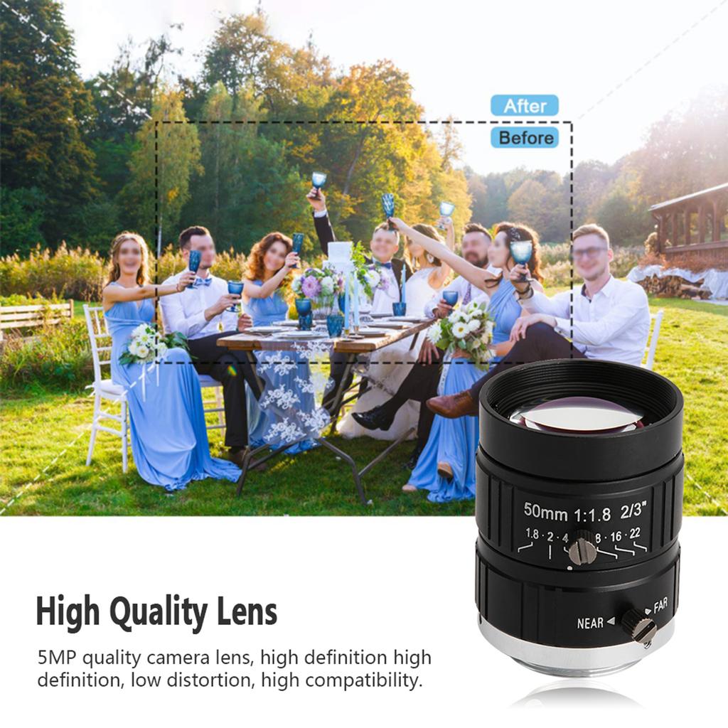 5MP HD Camera Lens 50mm Focal Length Manual Aperture C Mount CCTV Surveillance