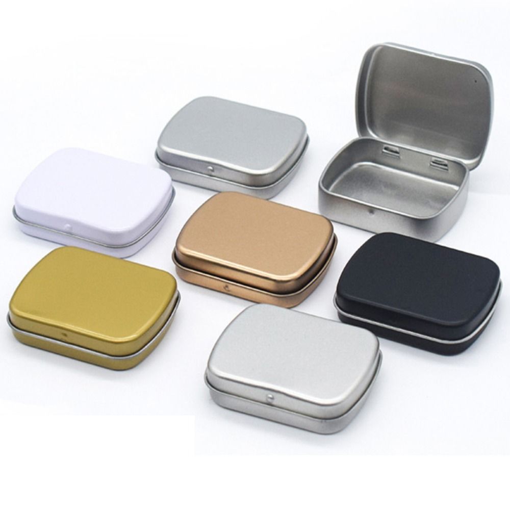 With Lid Rectangular Candy Box Sealed Mini Pill Case Portable Flip-top Iron Box Storage Box