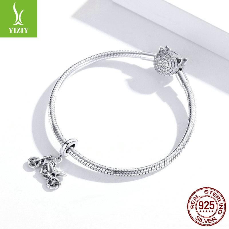 Серебряная подвеска-мотоцикл Ziyun S925 из стерлингового серебра, крутой спортивный DIY-аксессуар (SCC1712)