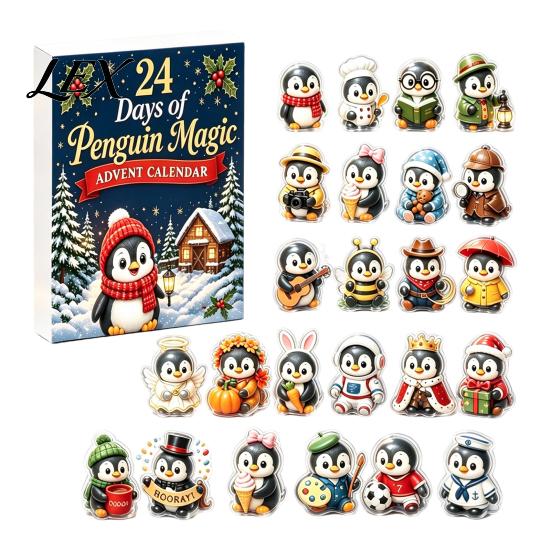 Christmas Advent Calendar Guinea Pig Calendar, 24Pcs Acrylic 2D Ornament Set with Winter Holiday Party Favors Outfits, Tree Hanging Decor, Gift