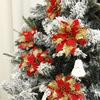 10pcs Christmas Glitter Flowers Fake Flower Christmas Tree Decorations for Home 2025 Tree Pendant Ornaments Navidad